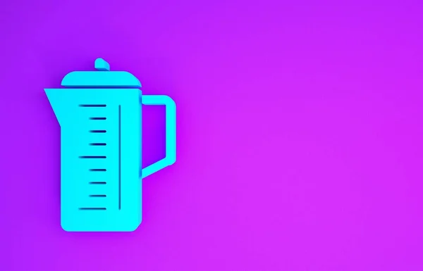 Ikona Blue Teapot Izolované Fialovém Pozadí Minimalismus Ilustrace Vykreslení — Stock fotografie