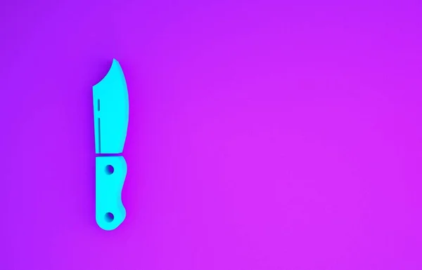 Blå Militär Kniv Ikon Isolerad Lila Bakgrund Minimalistiskt Koncept Återgivning — Stockfoto