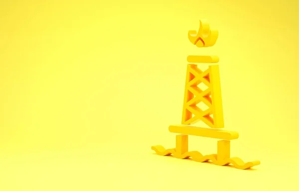 Жовта Олія Іконою Вогню Ізольована Жовтому Тлі Газова Вежа Промисловий — стокове фото