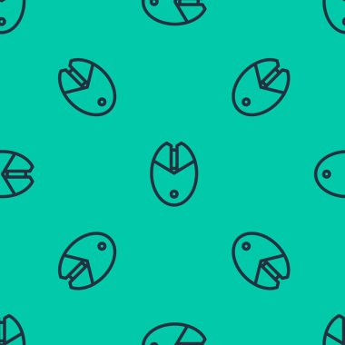 Mavi çizgi Bilgisayar faresi oyun simgesi yeşil arkaplandaki kusursuz deseni izole etti. Tekerlek sembollü optik. Vektör İllüstrasyonu