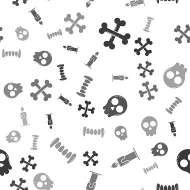 Çapraz Kemikler, Yanan Mum, Kafatası ve Vampir dişleri pürüzsüz kalıpta. Vektör