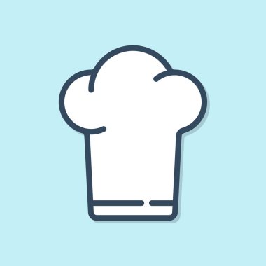 Mavi çizgi şefi şapka simgesi mavi arkaplanda izole edildi. Aşçılık sembolü. Aşçı şapkası. Vektör İllüstrasyonu