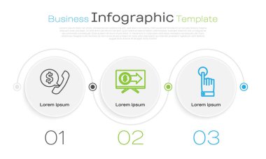 Hattı ayarla telefon ahizesi ve konuşma balonu sohbeti dolar ve el dokunuşu ve dinleme hareketi ile monitör. Ticari bilgi şablonu. Vektör