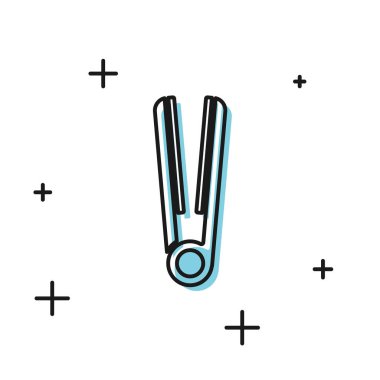 Beyaz arka plan üzerinde izole saç simgesi için siyah Curling demir. Saç düzleştirici simgesi. Vektör İllüstrasyonu