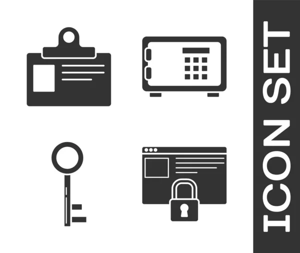 Configurar Asegure Sitio Con Https Ssl Insignia Identificación Clave Icono — Archivo Imágenes Vectoriales