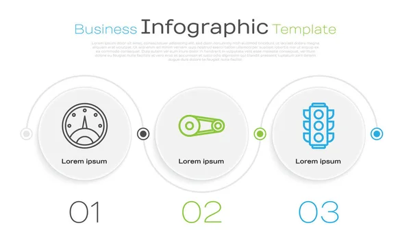 Definir Linha Velocímetro Kit Cinto Temporização Semáforo Modelo Infográfico Negócios — Vetor de Stock