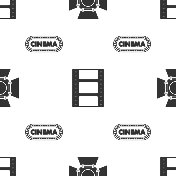 Set Movie Spotlight Play Video Cinema Poster Design Template Seamless — стоковый вектор
