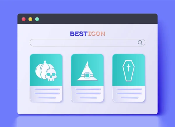 Шляпа Ведьмы Тыква Черепом Гроб Иконой Христианского Креста Вектор — стоковый вектор