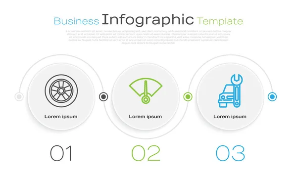 Колесо Обозрения Спидометр Автосервис Бизнес Инфографический Шаблон Вектор — стоковый вектор