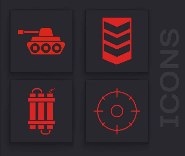 Définir Sport Cible Pour Compétition Tir Char Militaire Grade Militaire — Image vectorielle