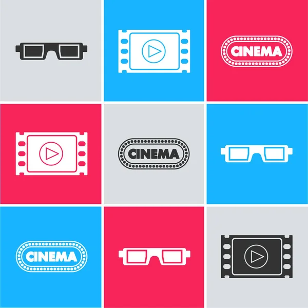 Set Kinobrille Play Video Cinema Poster Design Template Symbol Vektor — Stockvektor