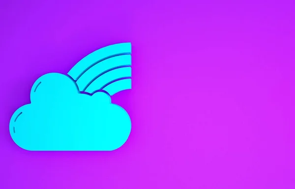 Blue Rainbow Clouds Icon Isolated Purple Background Minimalism Concept Illustration — Stock Photo, Image