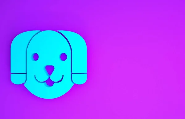 Значок Blue Dog Выделен Фиолетовом Фоне Концепция Минимализма Рендеринг — стоковое фото