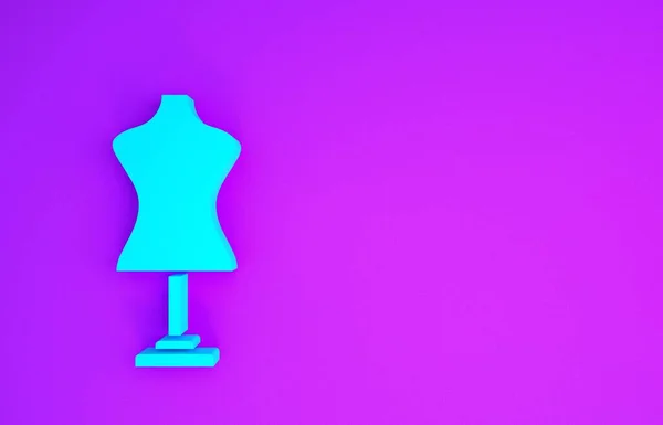 Blue Mannequin Icon Isolated Purple Background Tailor Dummy Minimalism Concept — Stock Photo, Image