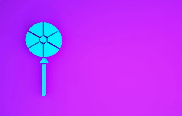 Blaues Lollipop Symbol Isoliert Auf Violettem Hintergrund Essen Köstliches Symbol — Stockfoto