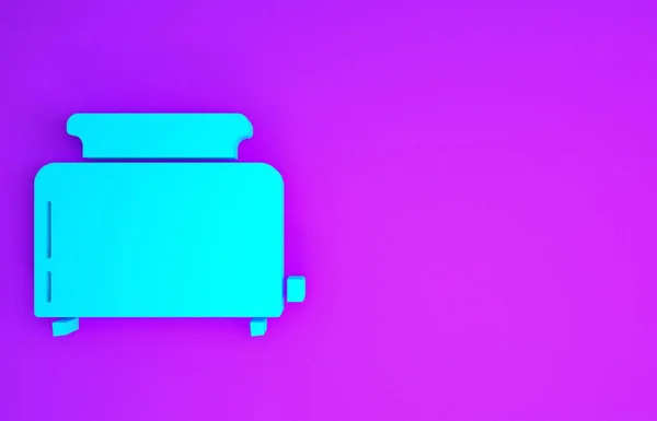 Blauer Toaster Mit Toastsymbol Auf Violettem Hintergrund Minimalismus Konzept Illustration — Stockfoto