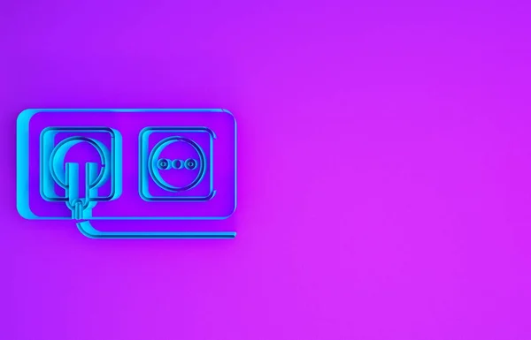 Ícone Tomada Elétrica Azul Isolado Fundo Roxo Tomada Energia Símbolo — Fotografia de Stock