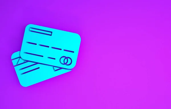 Niebieska Ikona Karty Kredytowej Odizolowana Fioletowym Tle Płatność Online Wypłata — Zdjęcie stockowe