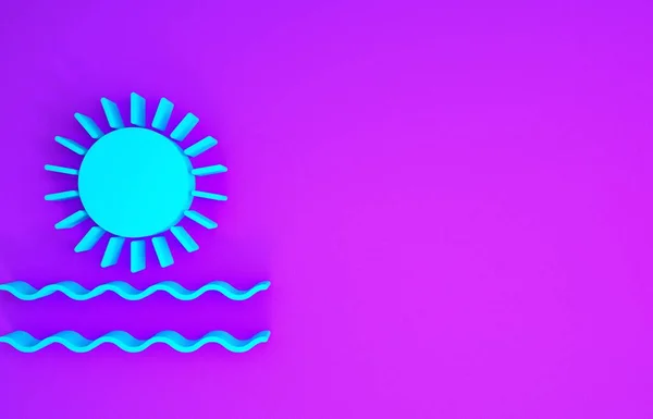 Blue Sun Waves Icon Isolated Purple Background Minimalism Concept Illustration — Stock Photo, Image
