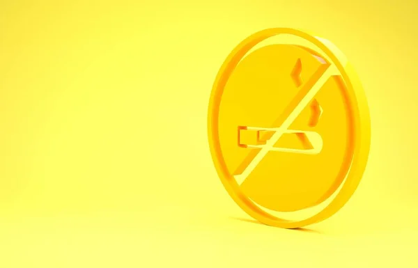 Icône Jaune Non Fumeur Isolée Sur Fond Jaune Symbole Cigarette — Photo