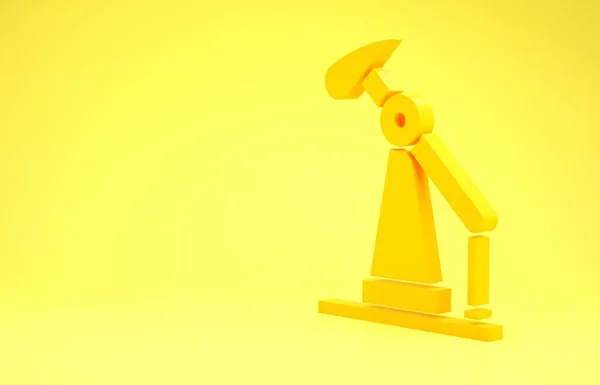 Żółta Pompa Oleju Lub Ikona Jack Pompy Izolowane Żółtym Tle — Zdjęcie stockowe