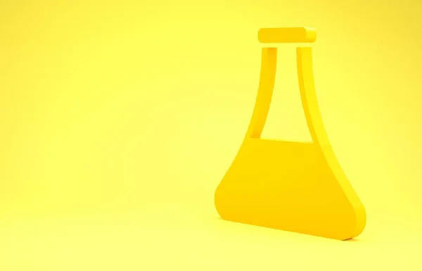 Yellow Oil Benzine Reageerbuis Pictogram Geïsoleerd Gele Achtergrond Minimalisme Concept — Stockfoto