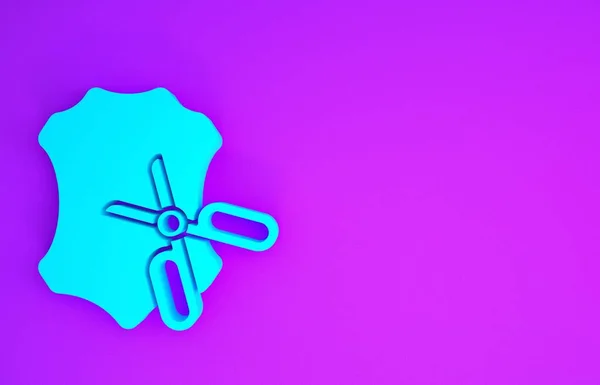 Блакитні Ножиці Шкіряна Іконка Ізольовані Фіолетовому Фоні Символ Кравця Знак — стокове фото