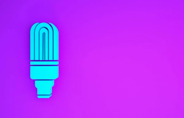 Blue LED light bulb icon isolated on purple background. Economical LED illuminated lightbulb. Save energy lamp. Minimalism concept. 3d illustration 3D render