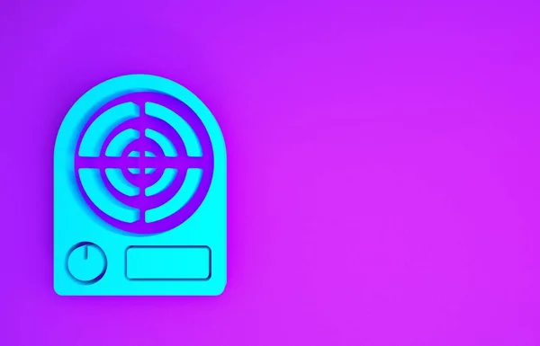 Blue Electric heater icon isolated on purple background. Infrared floor heater with remote control. House climate control. Minimalism concept. 3d illustration 3D render