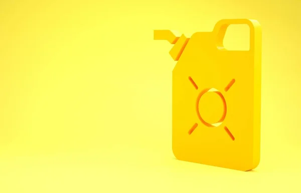 Žlutá Nádobka Pro Motorový Olej Ikona Izolované Žlutém Pozadí Olejový — Stock fotografie