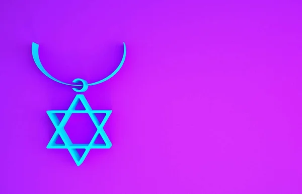 Голубая Звезда Ожерелья Давида Цепной Иконе Фиолетовом Фоне Еврейский Символ — стоковое фото