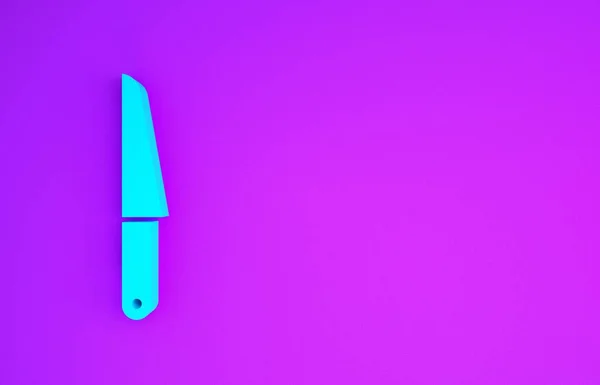 Ícone Faca Azul Isolado Fundo Roxo Símbolo Talheres Conceito Minimalismo — Fotografia de Stock