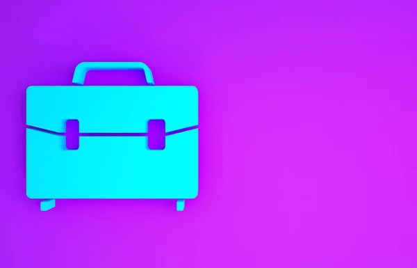 Ícone Briefcase Azul Isolado Fundo Roxo Sinal Caso Negócios Portfólio — Fotografia de Stock