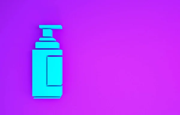 紫色の背景に分離されたブルークリームまたは化粧水チューブアイコン 男性用ボディケア製品 最小限の概念 3Dイラスト3Dレンダリング — ストック写真