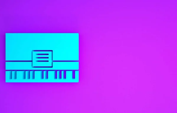피아노 아이콘은 보라색 배경에 분리되어 있습니다 최소성 일러스트 렌더링 — 스톡 사진