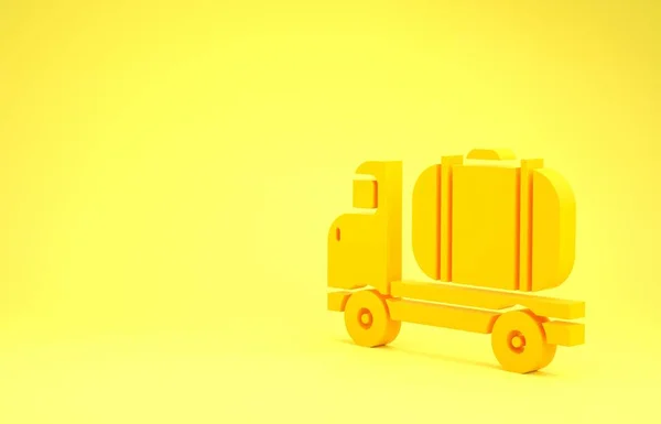 Yellow Tanker Truck Icon Isolated Yellow Background Petroleum Tanker Petrol — ストック写真