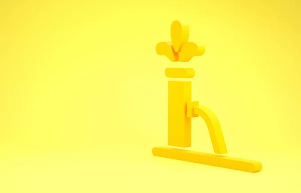 黄色油泵或油泵插座图标隔离在黄色背景上 石油钻机最低纲领的概念 3D说明3D — 图库照片