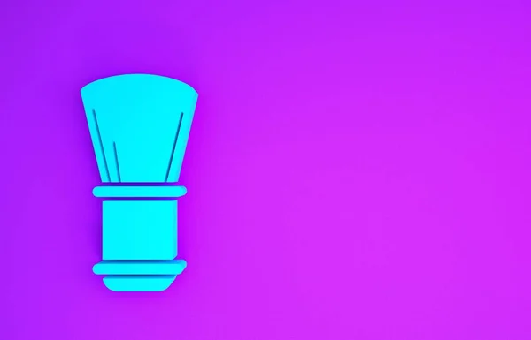 青のシェービングブラシアイコンは紫色の背景に隔離されています バーバーショップのシンボル 最小限の概念 3Dイラスト3Dレンダリング — ストック写真