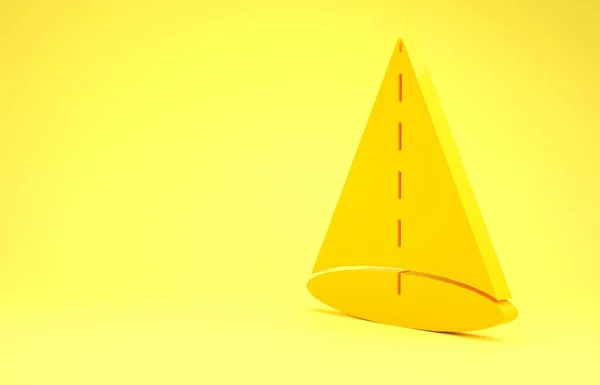 Gelbe Geometrische Figur Kegelsymbol Isoliert Auf Gelbem Hintergrund Abstrakte Form — Stockfoto