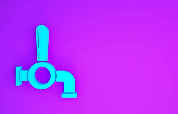 紫色の背景に隔離されたブルービアタップアイコン 最小限の概念 3Dイラスト3Dレンダリング — ストック写真