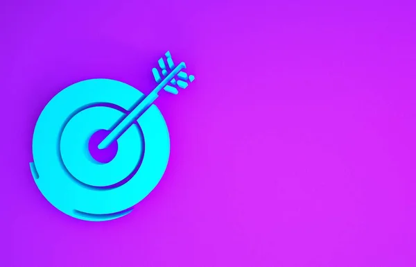 Синий Значок Мишени Выделен Фиолетовом Фоне Значок Инвестиционной Цели Успешная — стоковое фото