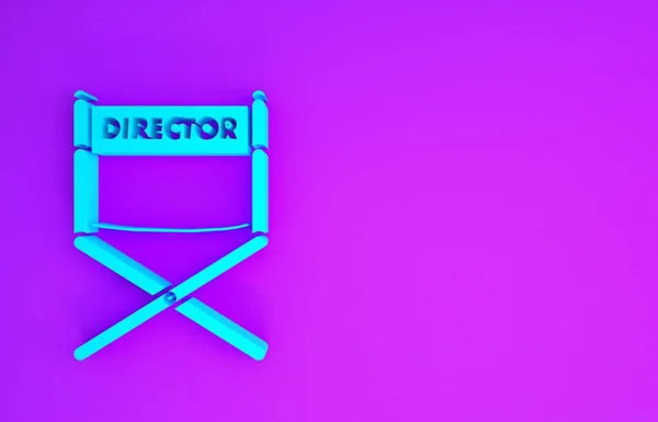 Modrý Režisér Filmové Židle Ikona Izolované Fialovém Pozadí Filmový Průmysl — Stock fotografie