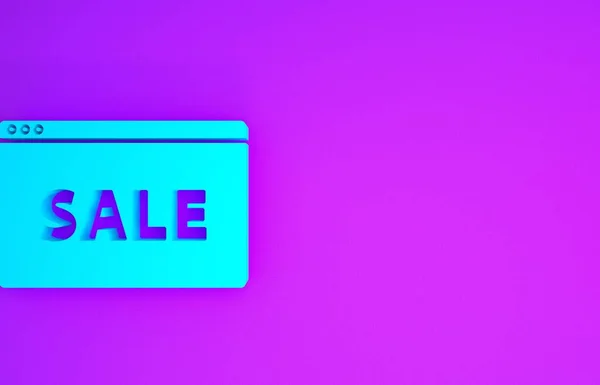 Blue Hanging Sign Text Online Sale Icon Isolated Purple Background — Stock Photo, Image