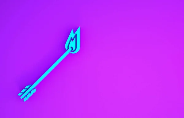 Flama Azul Icono Flecha Aislado Sobre Fondo Púrpura Icono Flecha — Foto de Stock