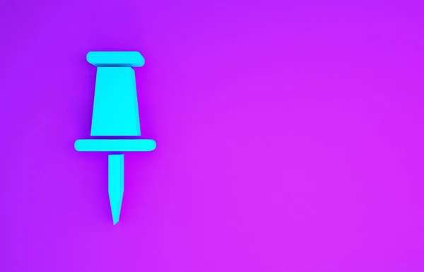 Blaues Pin Symbol Isoliert Auf Lila Hintergrund Daumen Drücken Minimalismus — Stockfoto