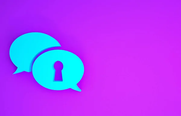 Blue Protection Personal Data Icon Isolated Purple Background Speech Bubble — Stock Photo, Image