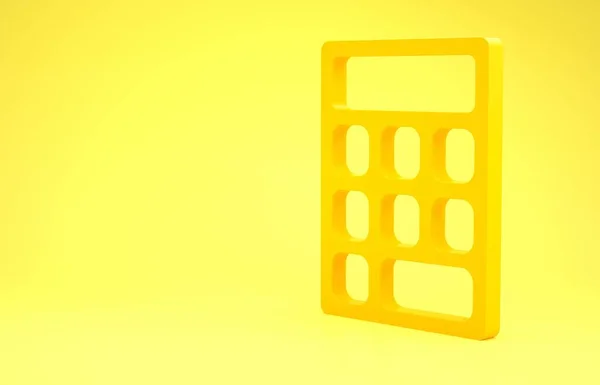Ícone Amarelo Calculadora Isolado Fundo Amarelo Símbolo Contabilístico Cálculos Negócios — Fotografia de Stock