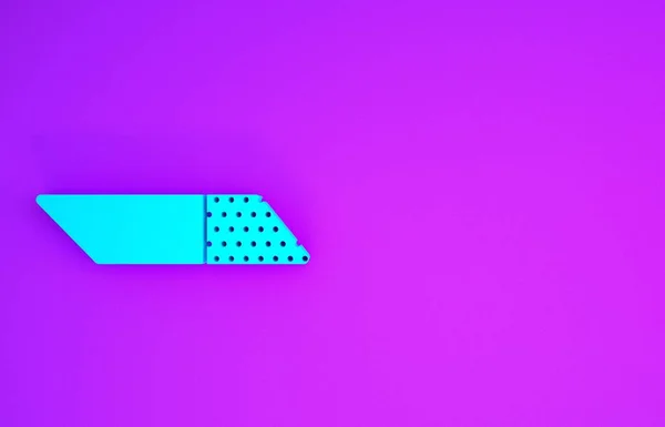 紫色の背景に分離された青消しゴムまたはゴムアイコン 最小限の概念 3Dイラスト3Dレンダリング — ストック写真