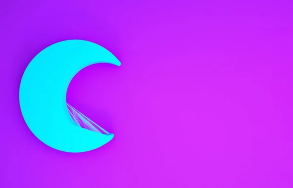 蓝色月亮和星星的图标孤立在紫色的背景上 最低纲领的概念 3D渲染3D插图 — 图库照片