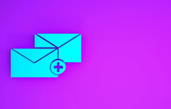 紫色の背景に隔離されたブルーエンベロープアイコン 受信したメッセージのコンセプト 新しい 電子メール受信メッセージ Sms 郵便配達サービス 最小限の概念 3Dイラスト3Dレンダリング — ストック写真